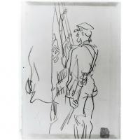 須田国太郎画伯のデッサン「学徒出陣の図」